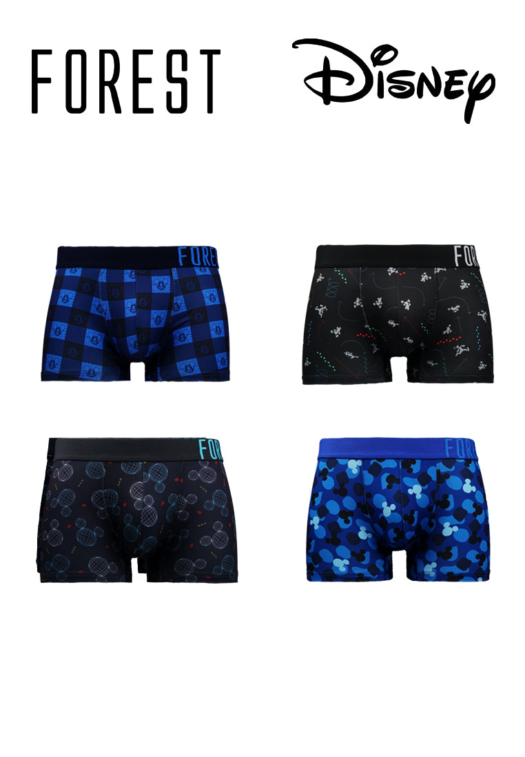 (2 Pcs) Forest X Disney Mens Microfibre Spandex Shorty Brief Underwear Assorted Colours - WUD0034S