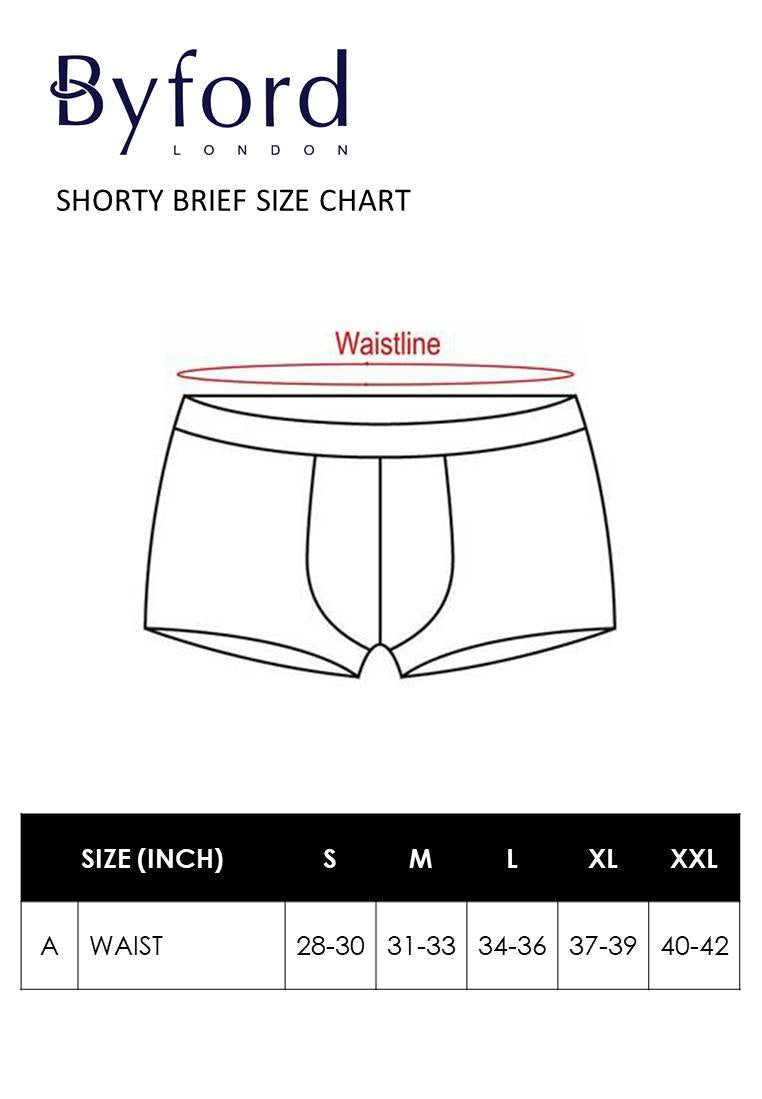 (2 Pcs) Byford Mens Nylon Spandex Shorty Brief Underwear Assorted Colour-BUB723S