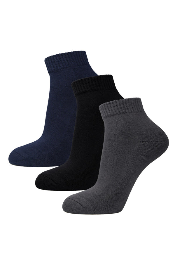 (3 Pcs) Forest Cotton Spandex Half Terry Sports Ankle Socks- FSF0084T