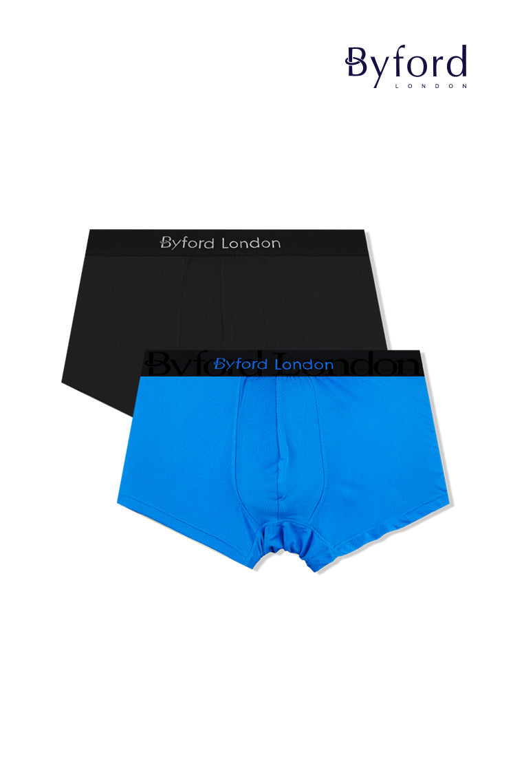 (2 Pcs) Byford Mens Microfibre Spandex Shorty Brief Underwear Assorted Colour-BUB721S