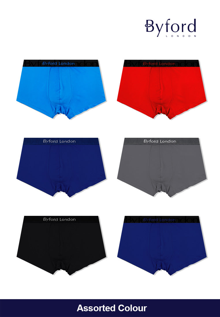 (2 Pcs) Byford Mens Microfibre Spandex Shorty Brief Underwear Assorted Colour-BUB721S