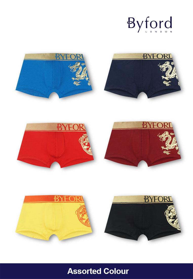 (2 Pcs) Byford Mens Bamboo Spandex Shorty Brief Underwear Assorted Colour-BUB738S