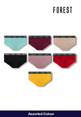 (5 Pcs) Forest Ladies Bamboo Spandex Midi Brief Underwear Assorted Colours- FLD0054D