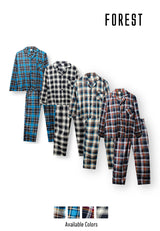 (1 Set) Forest Mens 100% Cotton Long Sleeve + Long Bottom Pyjamas - FPD0008LL