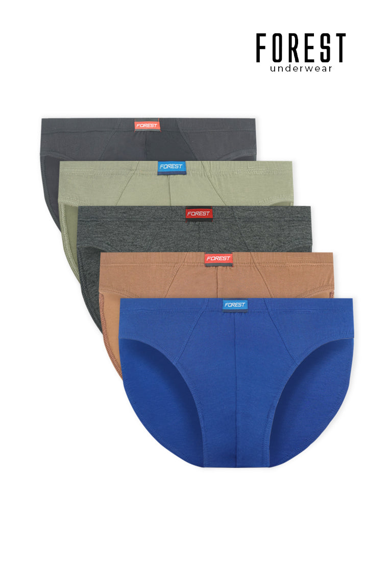 (5 Pcs) Forest Mens Bamboo Spandex Mini Brief Underwear Assorted Colours - FUD0138M