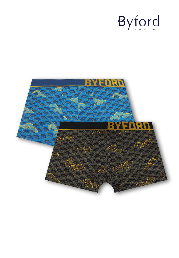 (2 Pcs) Byford Mens Nylon Spandex Shorty Brief Underwear Assorted Colour-BUB740S