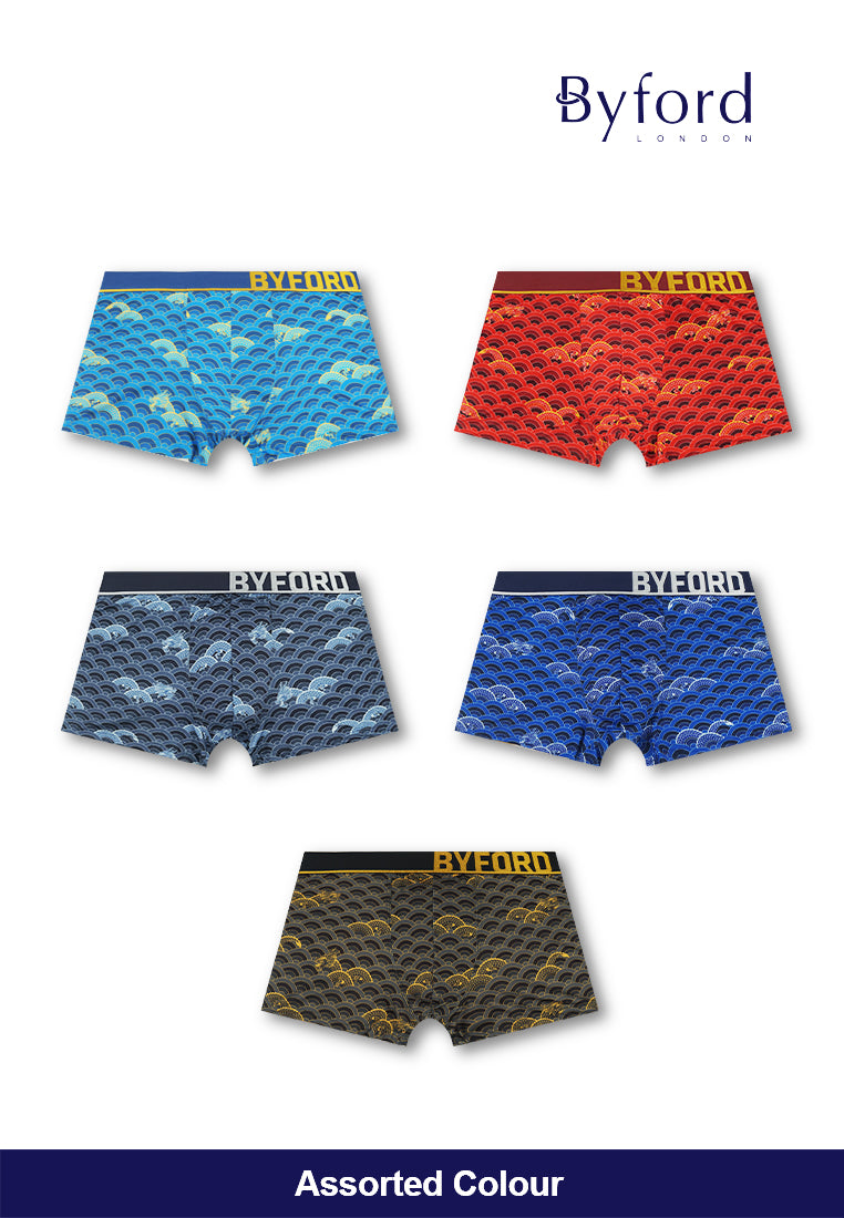 (2 Pcs) Byford Mens Nylon Spandex Shorty Brief Underwear Assorted Colour-BUB740S