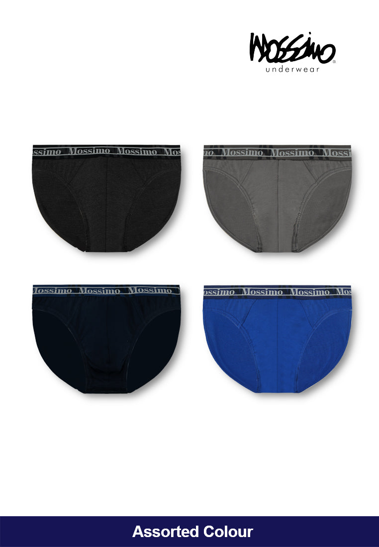 (3 Pcs) Mossimo Mens Cotton Spandex Mini Brief Underwear Assorted Colours - MUD0058M