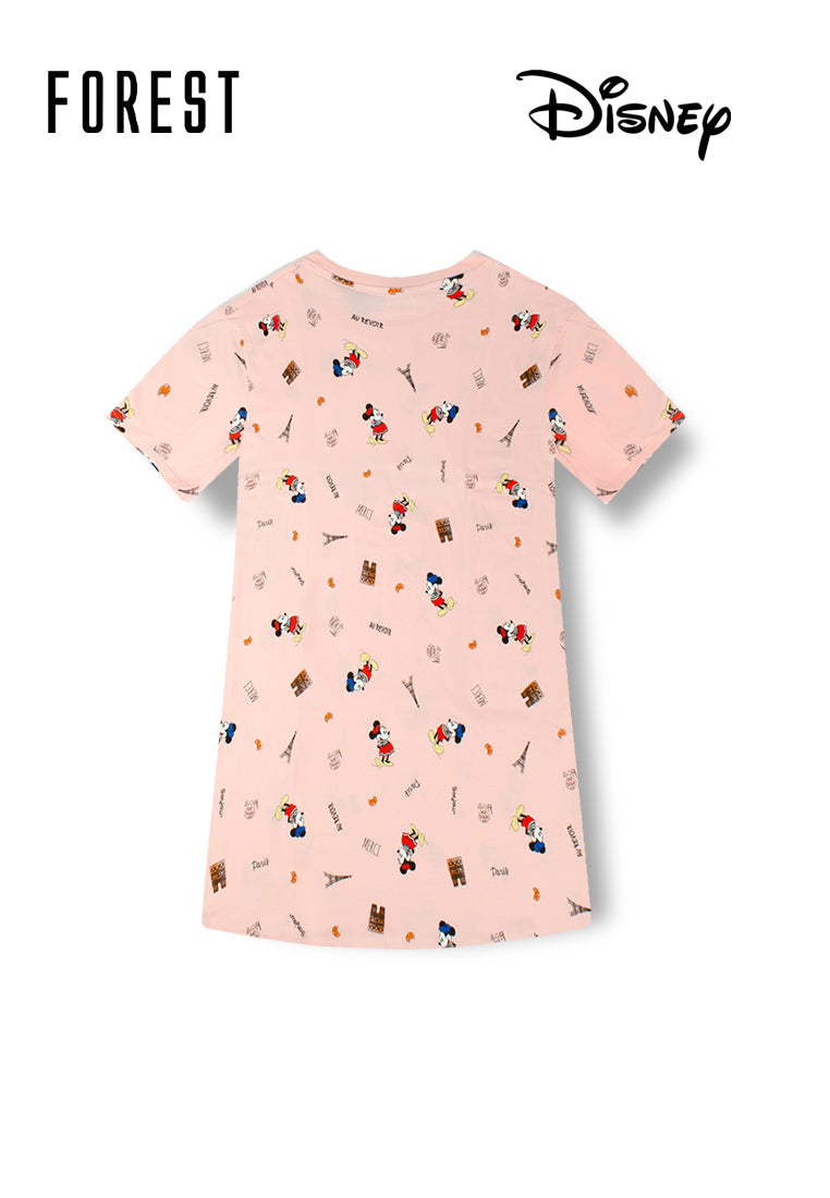 (1 Pc) Forest X Disney Ladies 100% Cotton Full Print Sleep Dress Pyjamas-WPL0058D