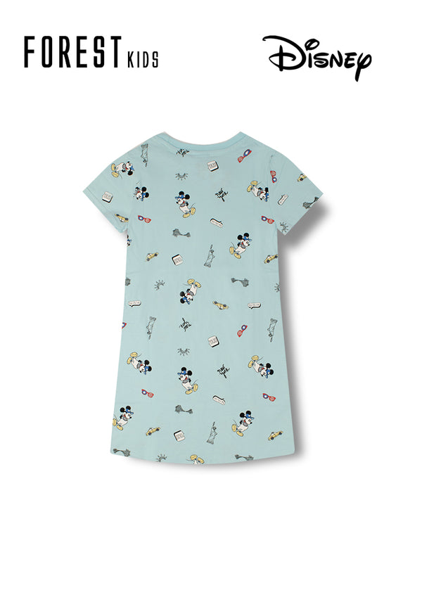 (1 Pc) Forest X Disney Girls 100% Cotton Full Print Sleep Dress Pyjamas-WPJ0062D