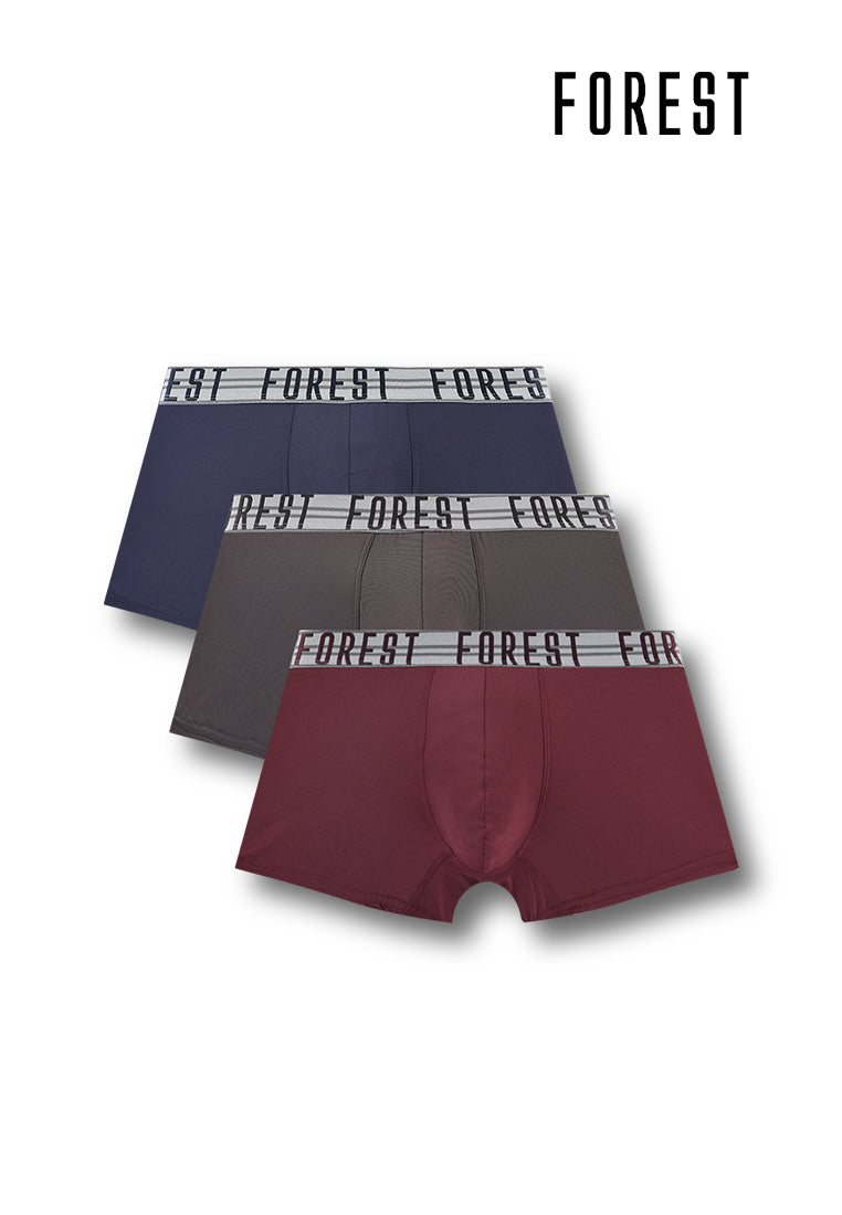 (3 Pcs) Forest Mens Microfibre Spandex Shorty Brief Underwear Assorted Colours - FUD0140S