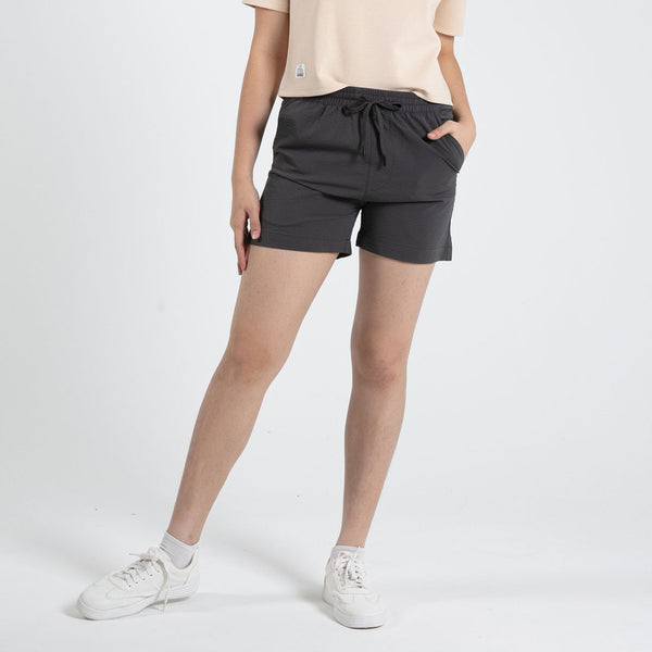 Forest Ladies Textured Polyester Elastic Waist Shorts Women Shorts | Seluar Pendek Perempuan - 860166