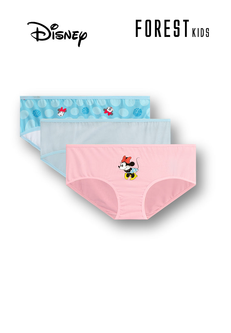 (3 Pcs) Forest X Disney Girls Microfiber Spandex Mini Brief Underwear Assorted Colours - WLJ0090M