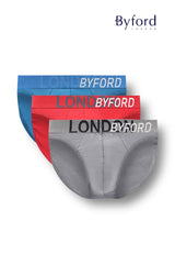 (5 Pcs) Byford Mens Cotton Spandex Mini Brief Underwear Assorted Colour-BUD5267M