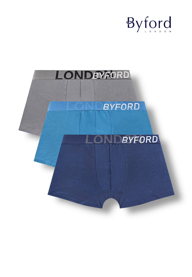 (3 Pcs) Byford Mens Cotton Spandex Shorty Brief Underwear Assorted Colour-BUD5268S