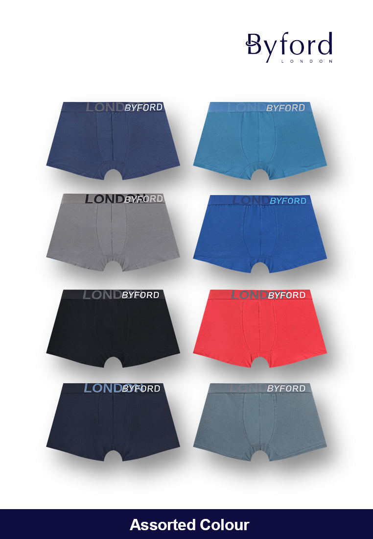 (3 Pcs) Byford Mens Cotton Spandex Shorty Brief Underwear Assorted Colour-BUD5268S