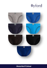 (5 Pcs) Byford Mens 100% Ribbed Cotton Mini Brief Underwear Assorted Colours - BUD5258M