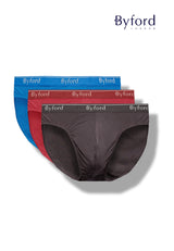 (3 Pcs) Byford Mens Micromodal Spandex Plus Size Mini Brief Underwear Assorted Colours - BUD5281M