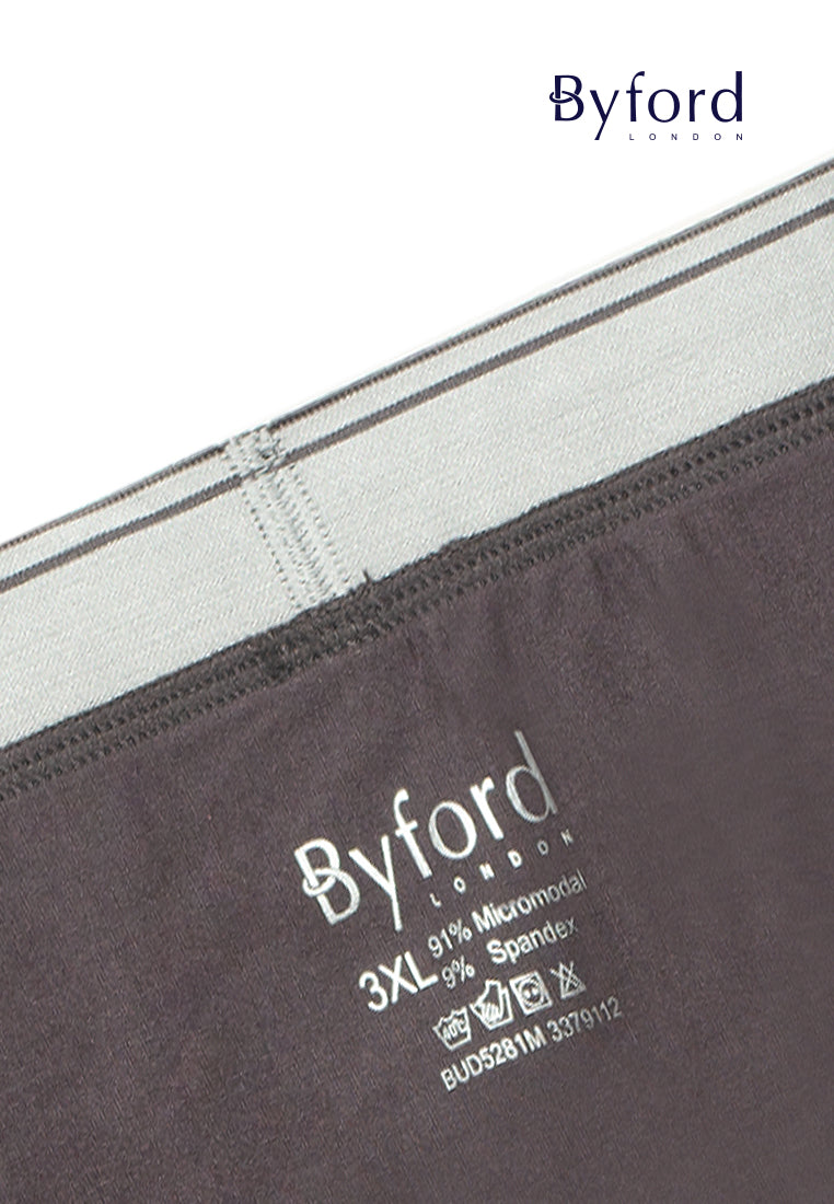 (3 Pcs) Byford Mens Micromodal Spandex Plus Size Mini Brief Underwear Assorted Colours - BUD5281M