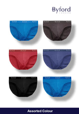 (3 Pcs) Byford Mens Micromodal Spandex Plus Size Mini Brief Underwear Assorted Colours - BUD5281M