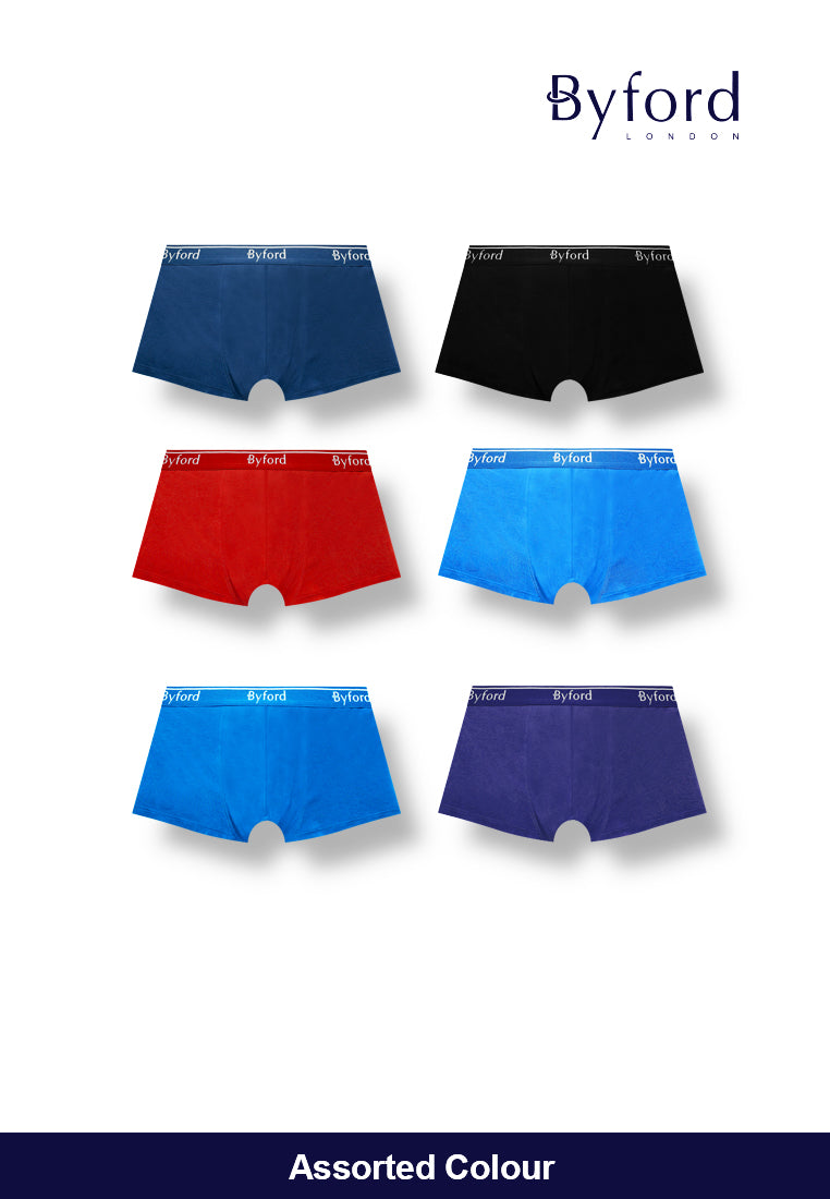 (2 Pcs) Byford Mens Micromodal Spandex Plus Size Shorty Brief Underwear Assorted Colours - BUD5282S