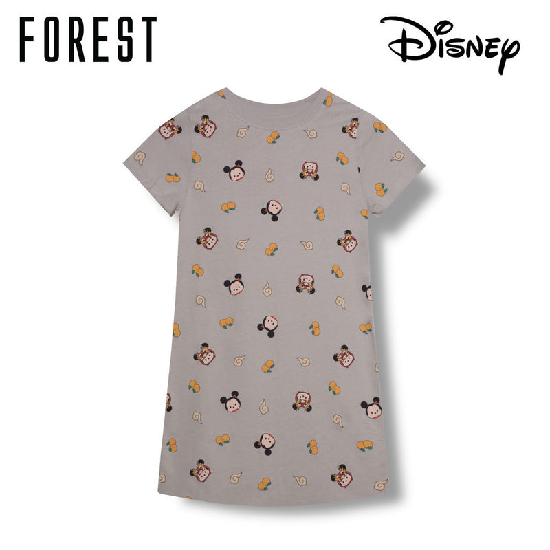 (1 Pc) Forest X Disney Girls 100% Cotton Sleep Dress Pyjamas-WPJ0049D