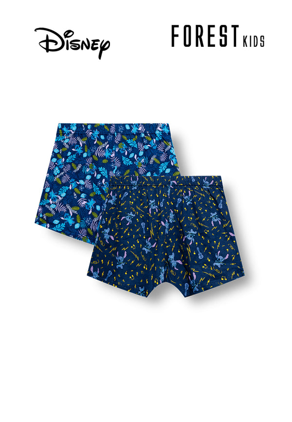 (2 Pcs) Forest X Disney Stitch Kids 100% Cotton Boxer Underwear Assorted Colours - WUJ0094X