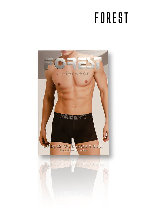 (2 Pcs) Forest Mens Microfiber Spandex Shorty Brief Underwear Assorted Colours - FUD0111S