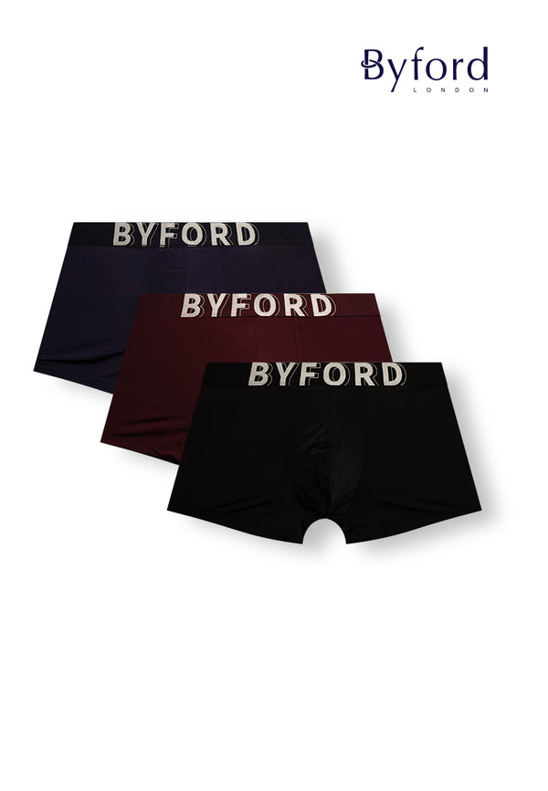 (3 Pcs) Byford Mens Microfiber Spandex Shorty Brief Underwear Assorted Colours - BUD5245S