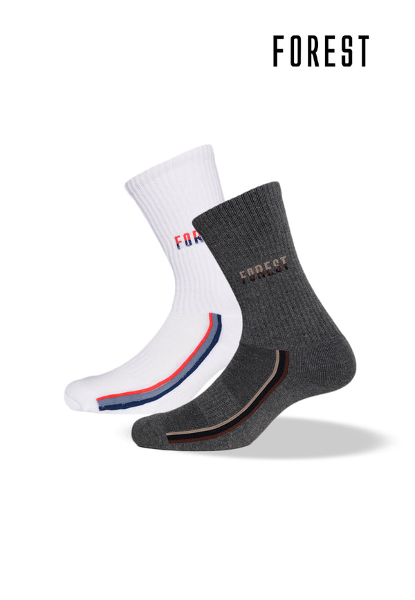 (2 Pcs) Forest Poly Spandex Half Terry High Ankle Sport Socks- FSF0092T