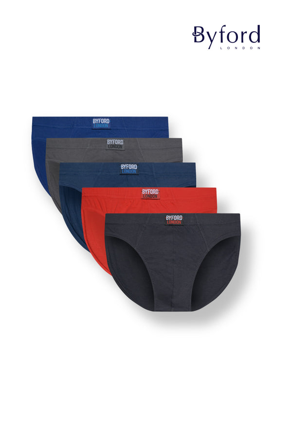 (5 Pcs) Byford Mens 100% Cotton Mini Brief Underwear Assorted Colours - BUD5229M