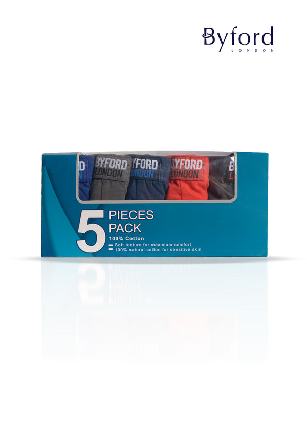 (5 Pcs) Byford Mens 100% Cotton Mini Brief Underwear Assorted Colours - BUD5229M
