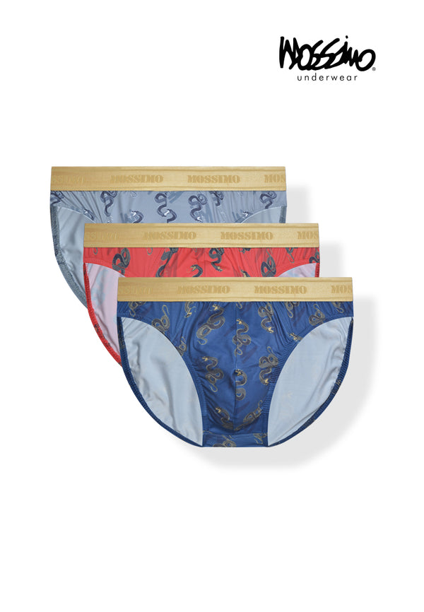 (3 Pcs) Mossimo Mens Microfiber Spandex Mini Brief Underwear Assorted Colours - MUD0074M