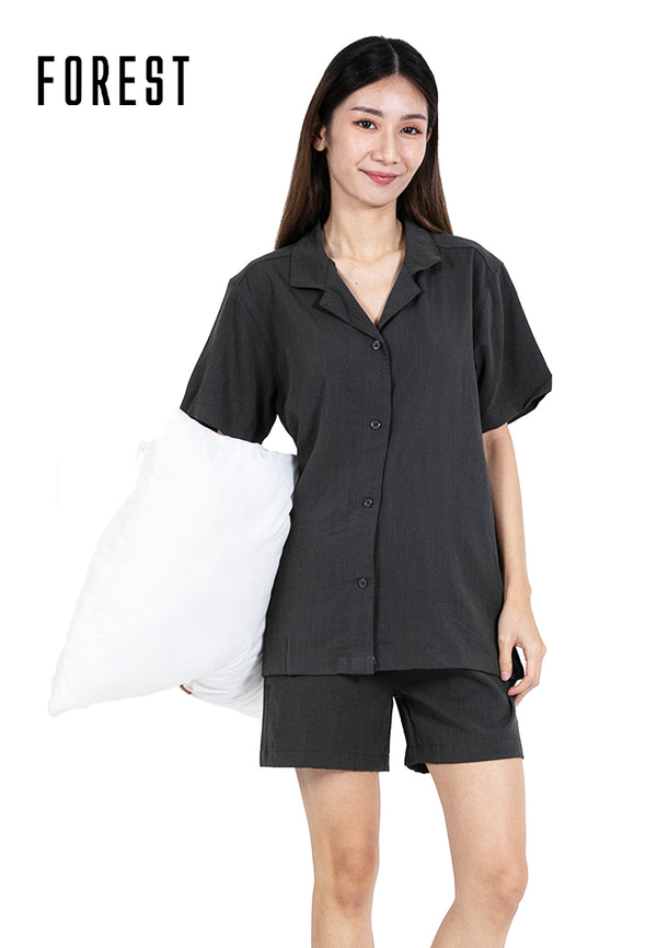 (1 Pc) Forest Ladies Linen Feel Cotton Short Sleeve Short Bottom Pyjamas - FPL0011ST / FPL0010S