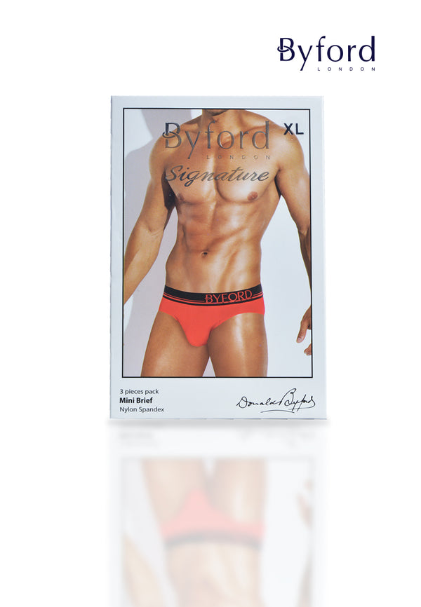 (3 Pcs) Byford Mens Microfiber Spandex Mini Brief Underwear Assorted Colours - BUB718M