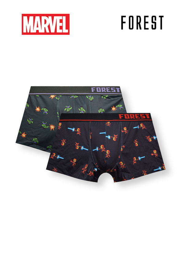 (2 Pcs) Forest X Marvel Mens Microfiber Spandex Shorty Brief Underwear Assorted Colours - AUD0003S