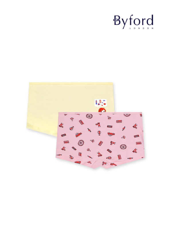 (2 Pcs) Byford Girls Cotton Spandex Boyleg Underwear Assorted Colours - BLJ0004BL