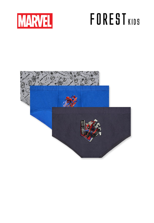 (3 Pcs) Forest X Marvel Kids 100% Cotton Mini Brief Underwear Assorted Colours - AUJ0009M
