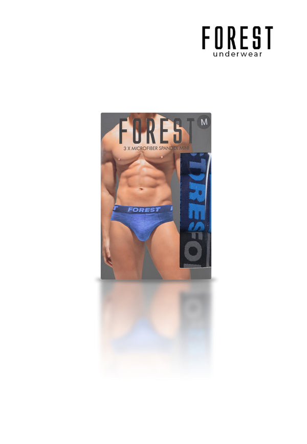 (3 Pcs) Forest Mens Microfiber Spandex Mini Brief Underwear Assorted Colours - FUD0142M