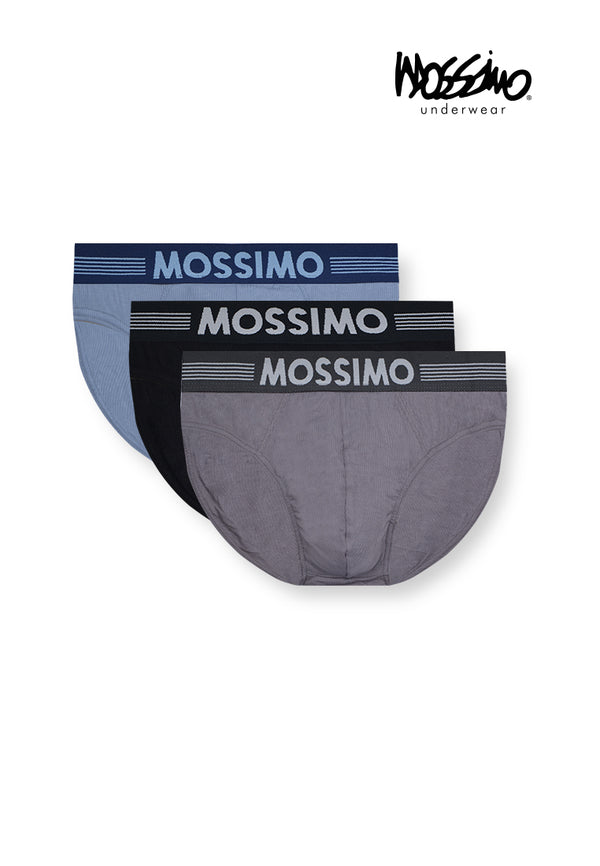 (3 Pcs) Mossimo Mens Ribbed Modal Spandex Mini Brief Underwear Assorted Colours - MUD0068M