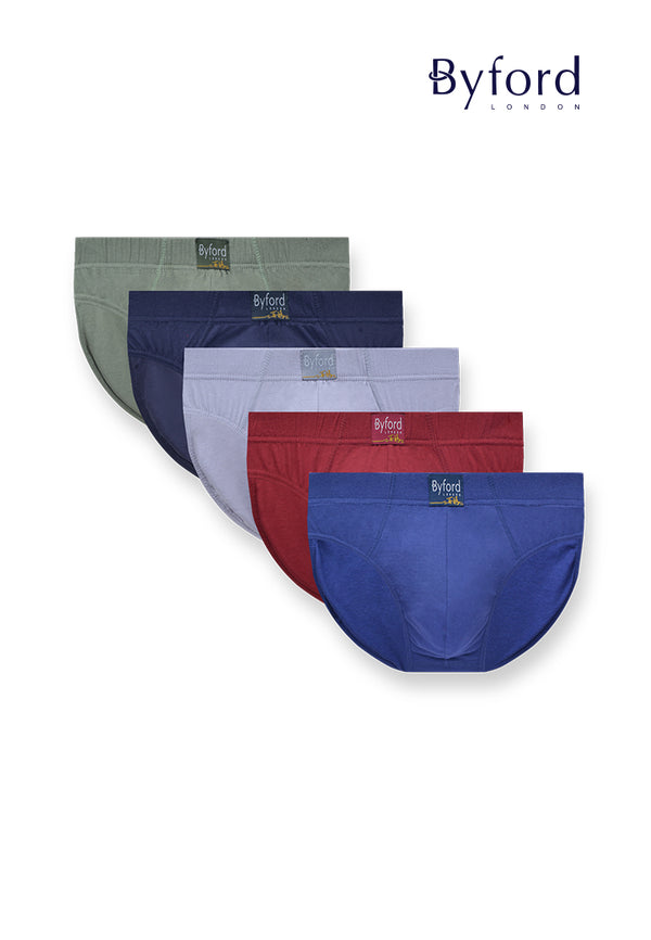 (5 Pcs) Byford Mens 100% Cotton Mini Brief Underwear Assorted Colours - BUD5283M