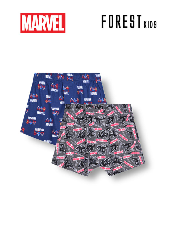 (2 Pcs) Forest X Marvel Kids 100% Cotton Boxer Underwear Assorted Colours - AUJ0014X