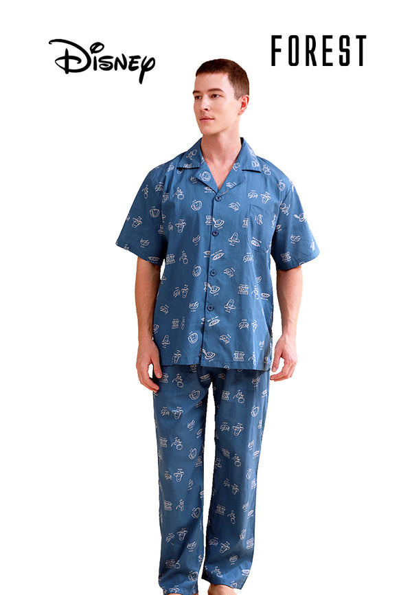 (1 Pc) Forest X Disney Alien Mens Woven Cotton Short Sleeve + Long Bottom Pyjamas- WPD0139SL