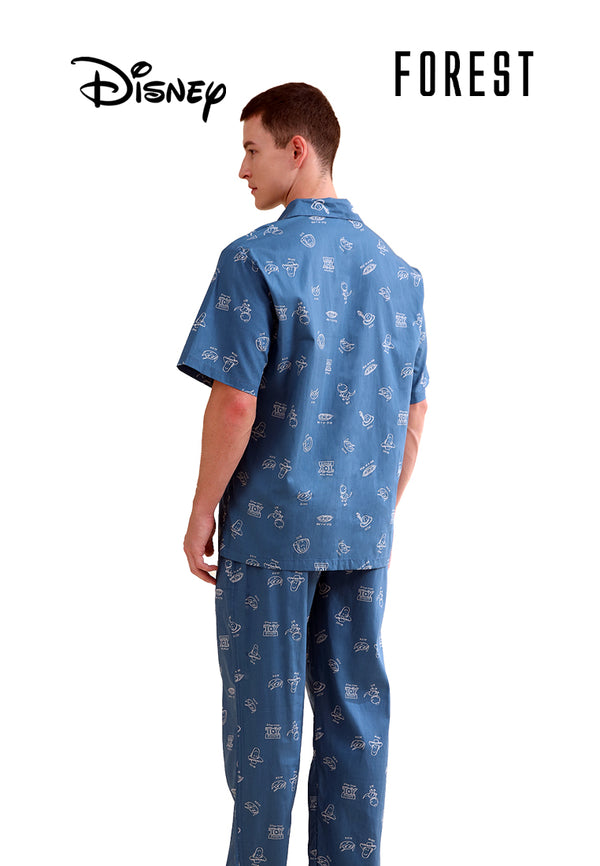 (1 Pc) Forest X Disney Alien Mens Woven Cotton Short Sleeve + Long Bottom Pyjamas- WPD0139SL