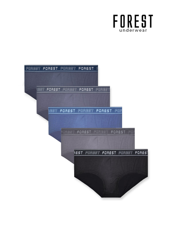 (5 Pcs) Forest Mens Bamboo Spandex Mini Brief Underwear Assorted Colours - FUD0146M