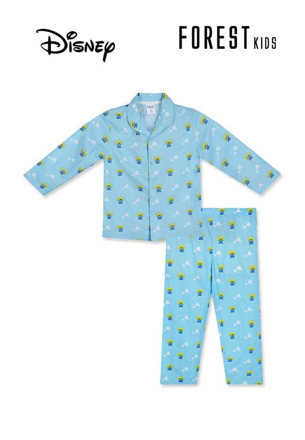 (1 Pc) Forest X Disney Alien Kids Woven Cotton Long Sleeve + Long Bottom Pyjamas- WPJ0143LL