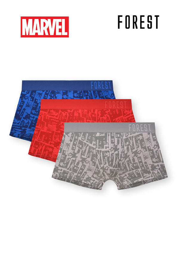 (3 Pcs) Forest X Marvel Mens Bamboo Spandex Shorty Brief Underwear Assorted Colours - AUD0006S