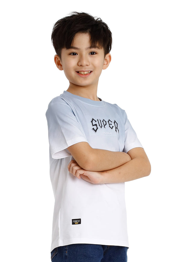 Forest Kids Stretchable Cotton 3D Font Effects Round Neck Tee | Baju T Shirt Budak Lelaki - FK20284