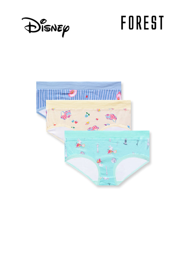 (3 Pcs) Forest X Disney Ladies Cotton Spandex Midi Brief Underwear Assorted Colours - WLD0153D