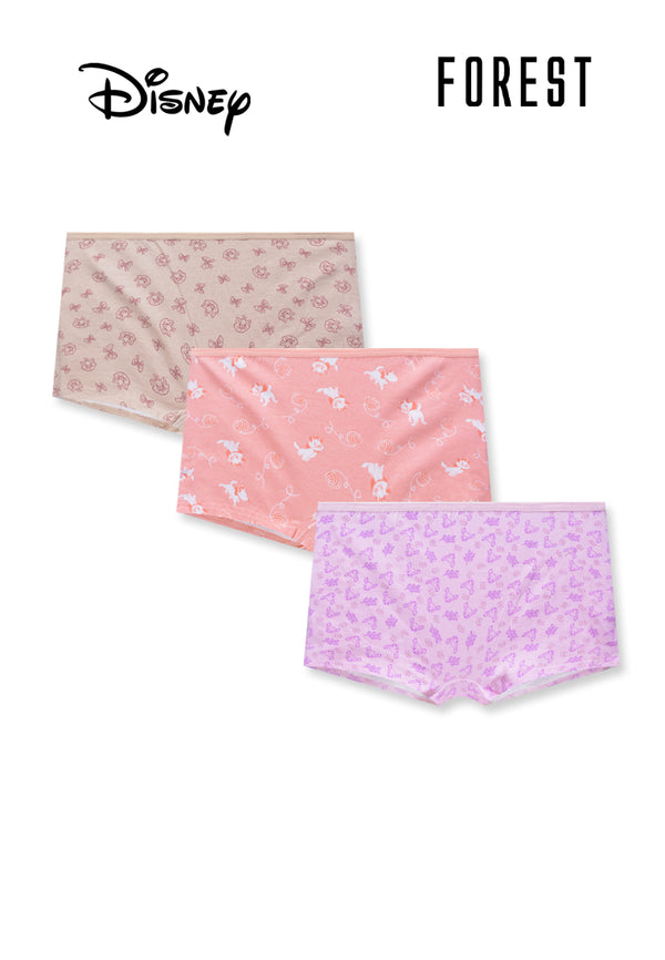 (3 Pcs) Forest X Disney Ladies Cotton Spandex Boy Leg Underwear Assorted Colours - WLD0150BL